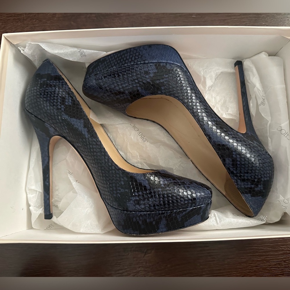 Jimmy Choo Blue Snakeskin Heels